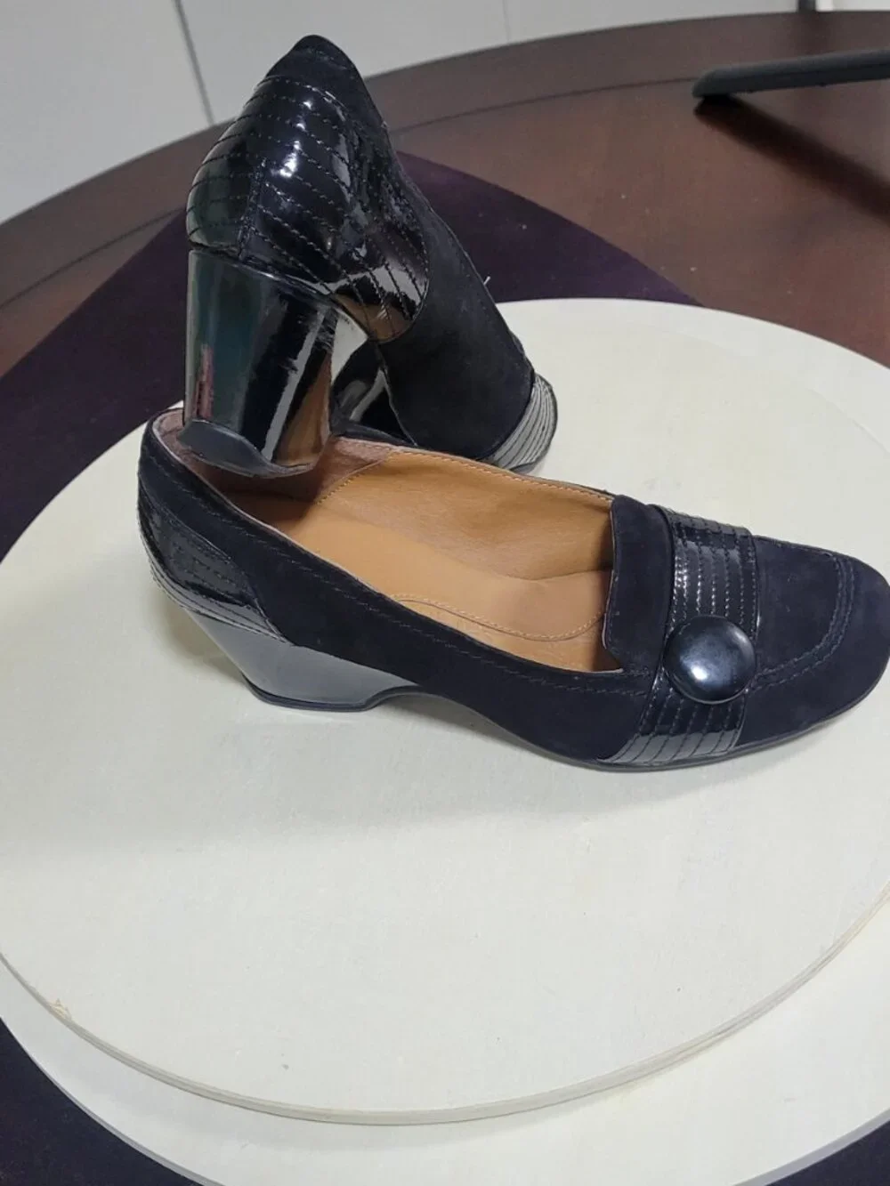 Sofft EuroSoft Black Suede Leather Wedge Heels [Item #SW01]